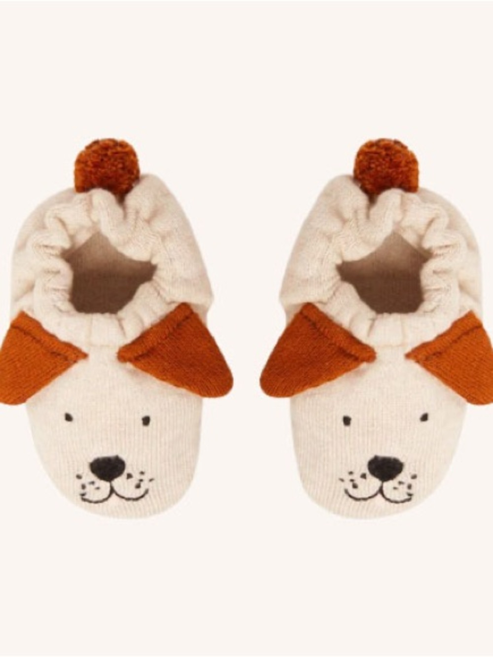 Cream and Rust Dog Baby Booties